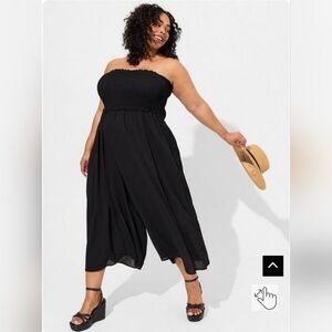 Crop Gauze Smocked Beach Jumpsuit